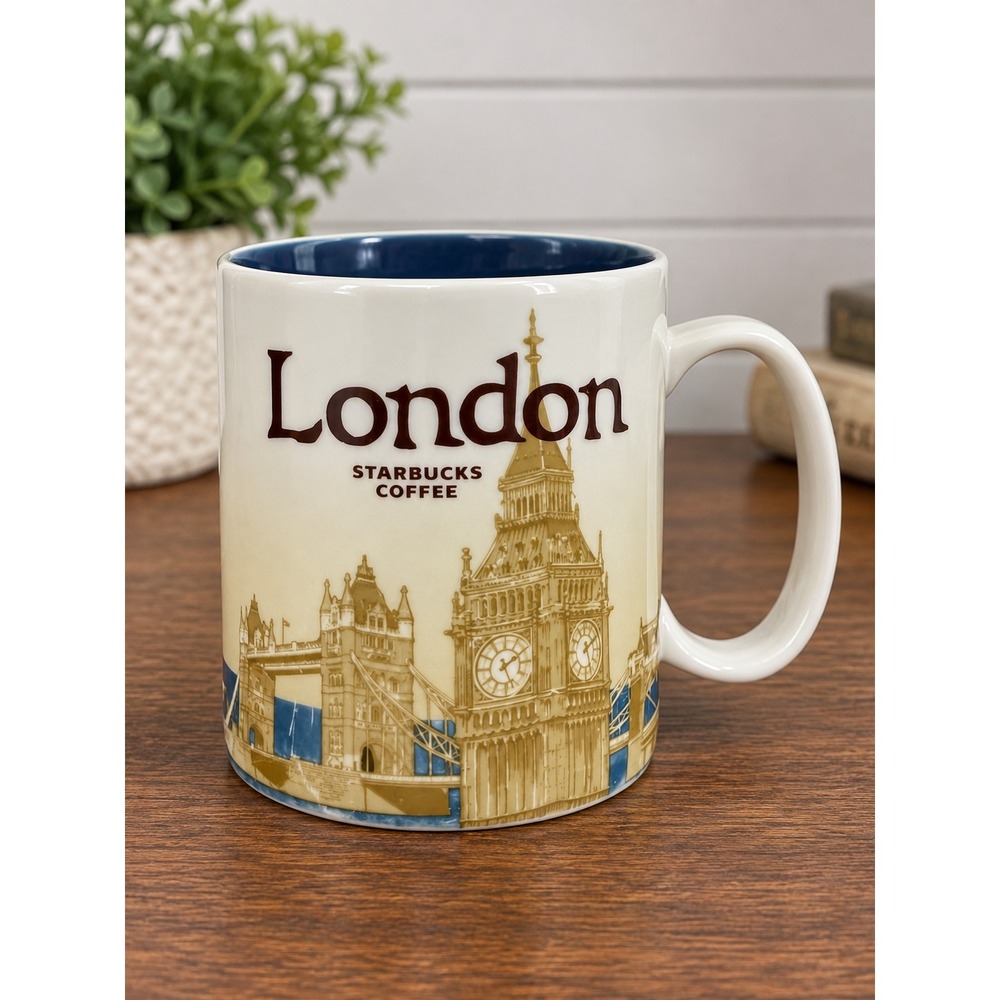 Starbucks Global Icon Series London Coffee Mug 16oz Blue Interior Big Ben